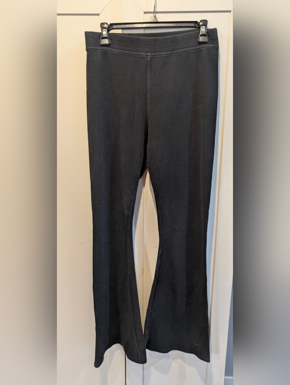 aerie Black Ribbed Boot Cut Flare Pants
